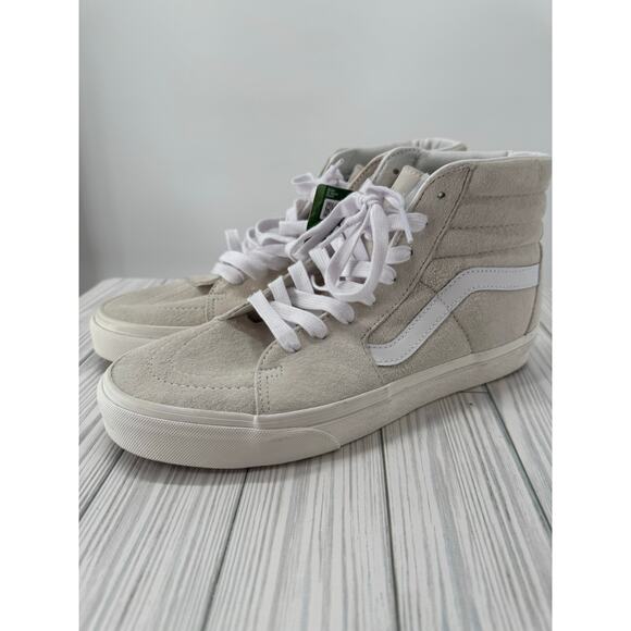 Vans Sk8-Hi HeiQ Water Repellent Suede‎ Sneakers Men's 9 Women's 10.5 Tan White - Picture 1 of 8